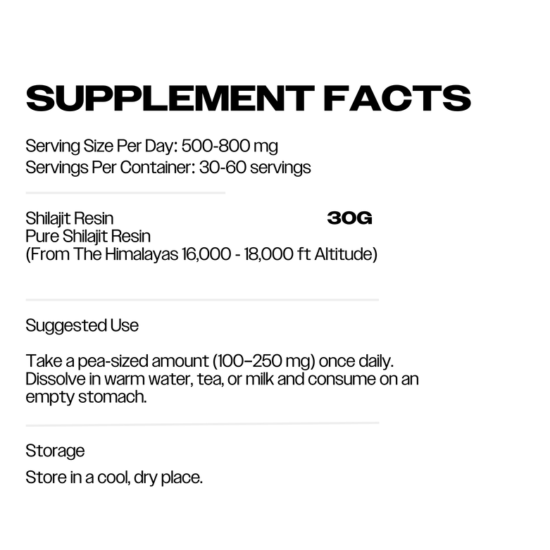 THE FORMULA PERFORMANCE | Shilajit Resin 30g Pure Himalayan | Rich in Fulvic And Humic Acid | Supports Natural Energy & Recovery
