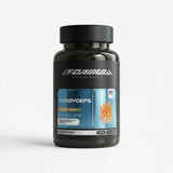 Cordyceps mushroom supplement bottle front view for energy, endurance, and immune support