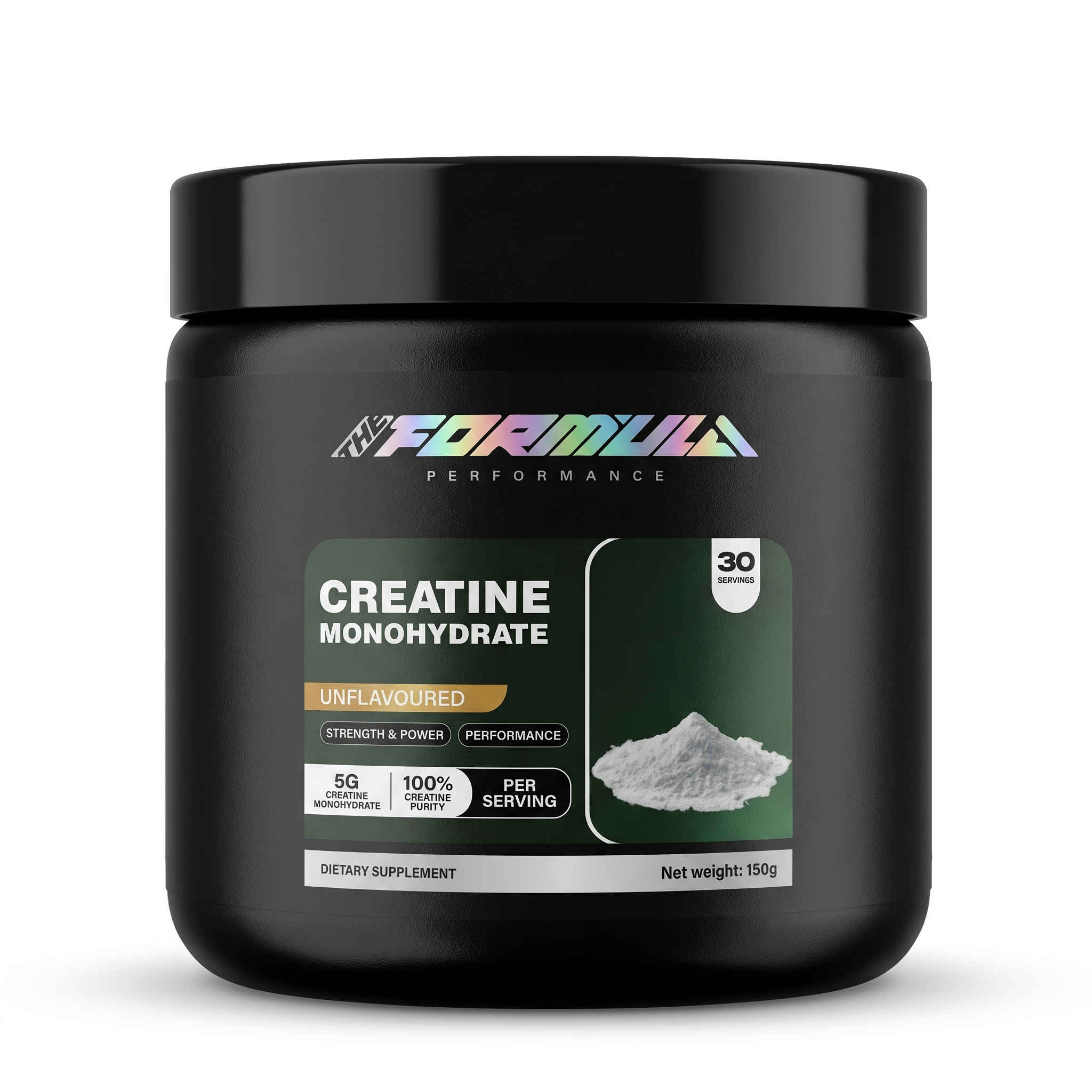 The Formula Performance Creatine Monohydrate 150g tub, white background catalog shot